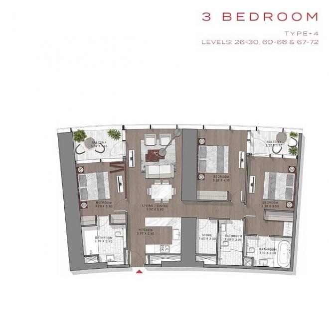 Пентхаус 5+2 с видом на море в Дубай