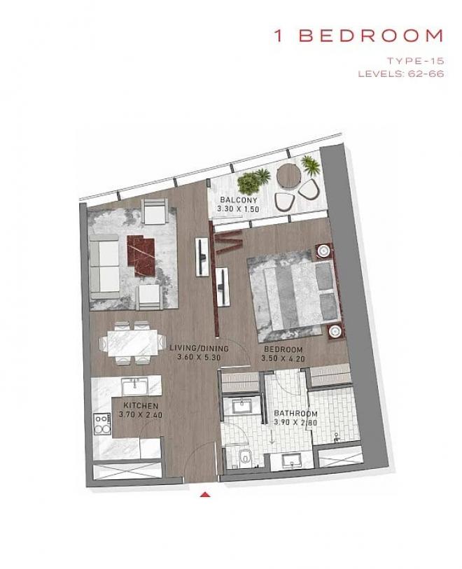 Пентхаус 5+2 с видом на море в Дубай