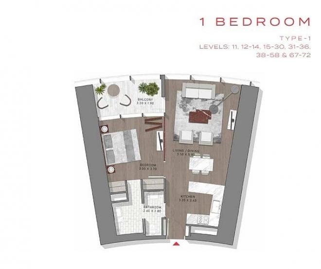 Пентхаус 5+2 с видом на море в Дубай