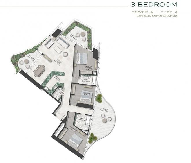 Пентхаус 3+1 с видом на море в Дубай
