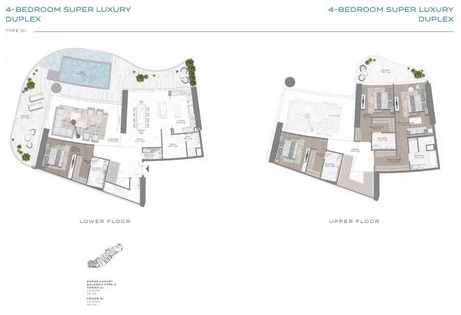 Дюплекс 4+2 с видом на море в Дубай