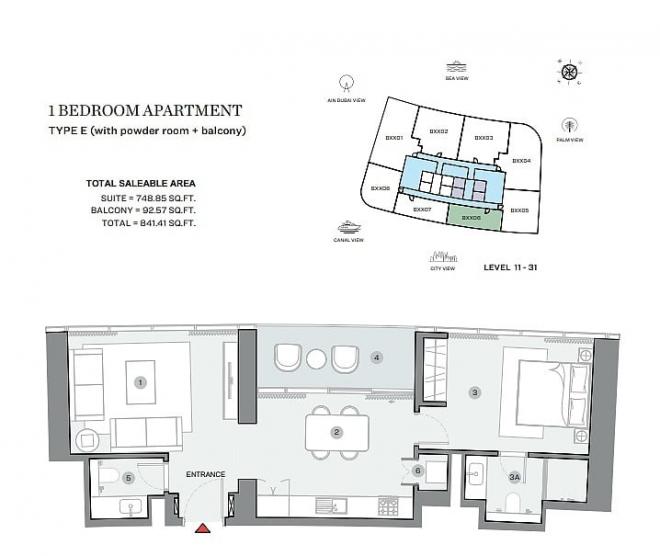 Пентхаус 6+2 с видом на море в Дубай