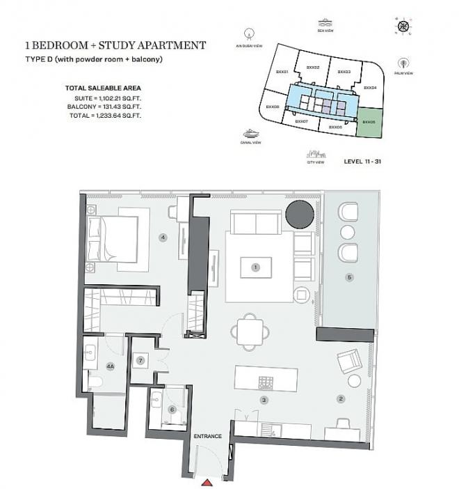 Пентхаус 6+2 с видом на море в Дубай