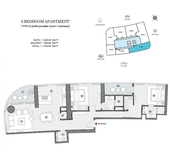 Пентхаус 6+2 с видом на море в Дубай