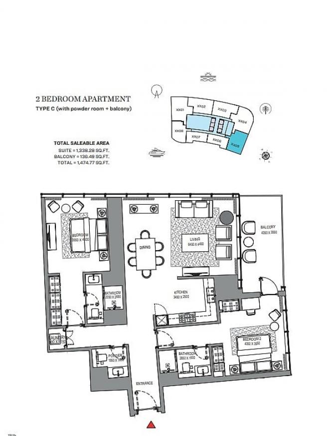 Пентхаус 6+2 с видом на море в Дубай