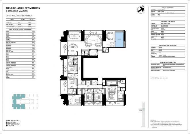 Пентхаус 5+2 с видом на море в Дубай