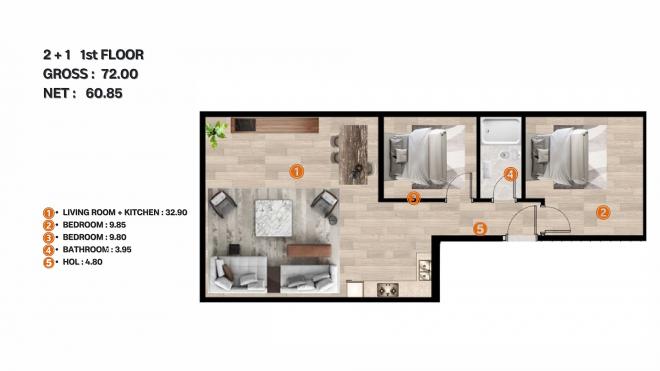 Квартира 1+1 в Стамбуле