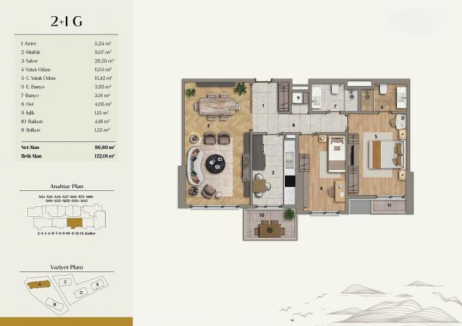 Квартира 2+1 с видом на море в Стамбуле
