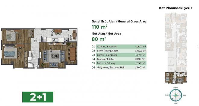 Квартира 1+1 с видом на море в Стамбуле