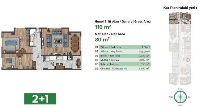 Квартира 1+1 с видом на море в Стамбуле