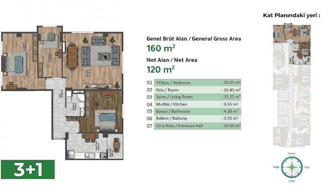 Квартира 1+1 с видом на море в Стамбуле
