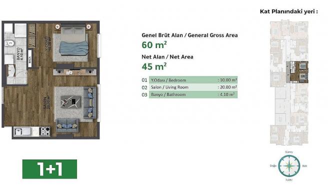 Квартира 2+1 с видом на море в Стамбуле