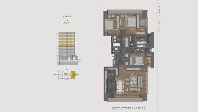 Квартира 2+1 с видом на море в Стамбуле