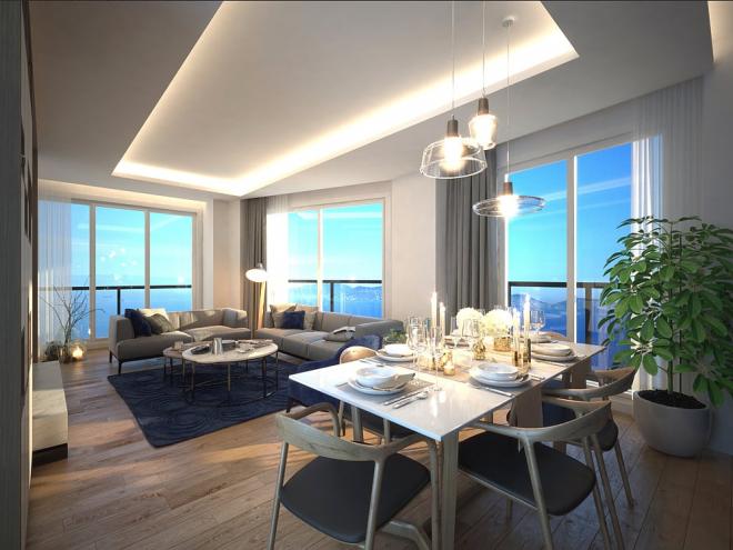 Квартира 2+1 с видом на море в Стамбуле