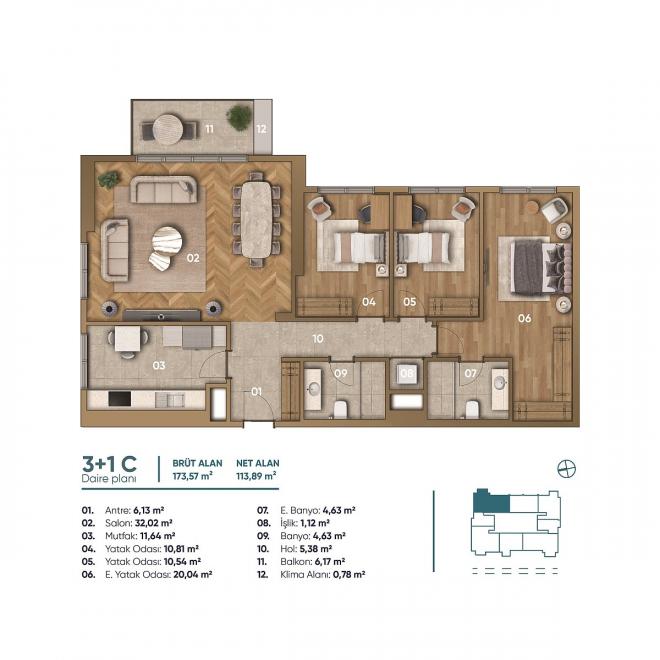 Квартира 3+1 в Стамбуле