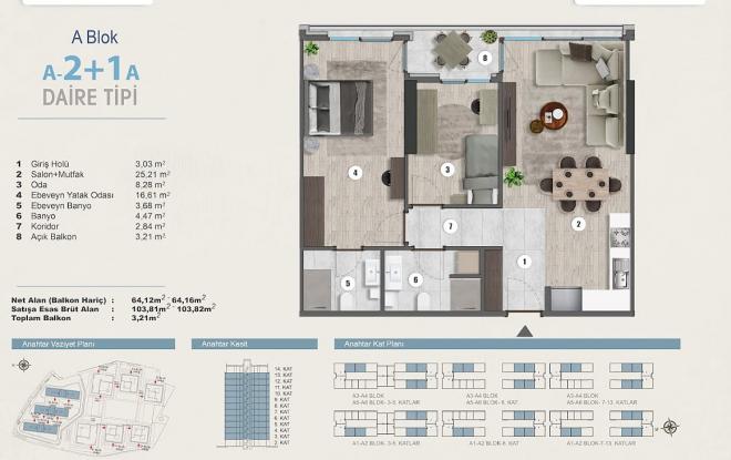 Квартира 1+1 с видом на море в Стамбуле