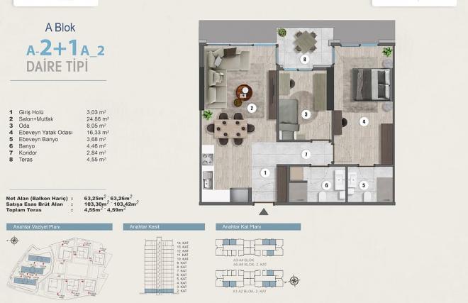 Дюплекс 2+1 с видом на море в Стамбуле