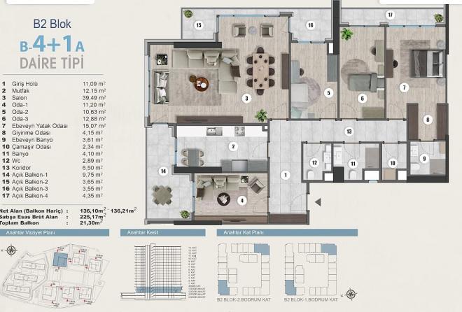 Дюплекс 3+1 с видом на море в Стамбуле