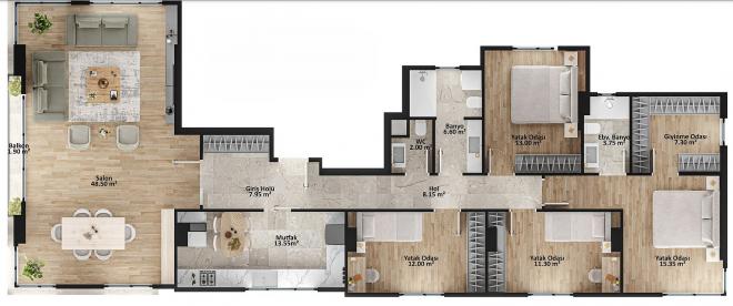 Квартира 4+1 с видом на море в Стамбуле