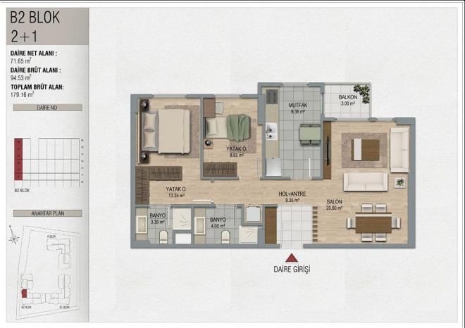 Квартира 2+1 с видом на море в Стамбуле