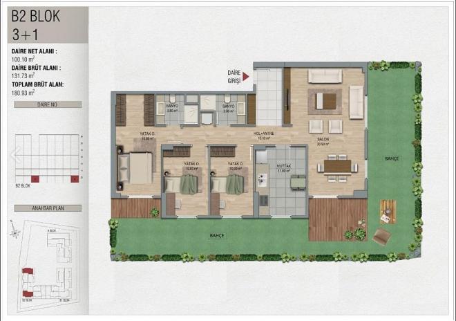 Квартира 3+1 с видом на море в Стамбуле
