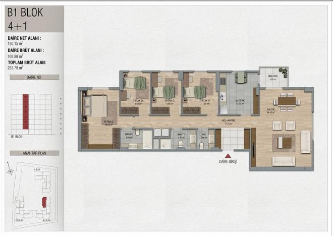 Квартира 3+1 с видом на море в Стамбуле