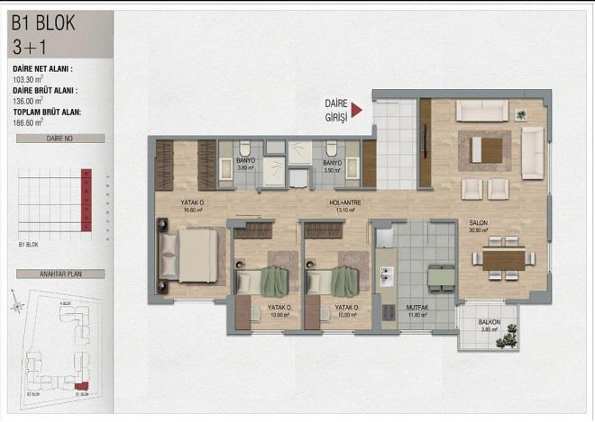 Квартира 3+1 с видом на море в Стамбуле