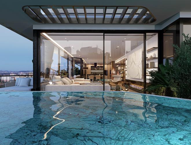 Квартира 1+1 с видом на море в Стамбуле