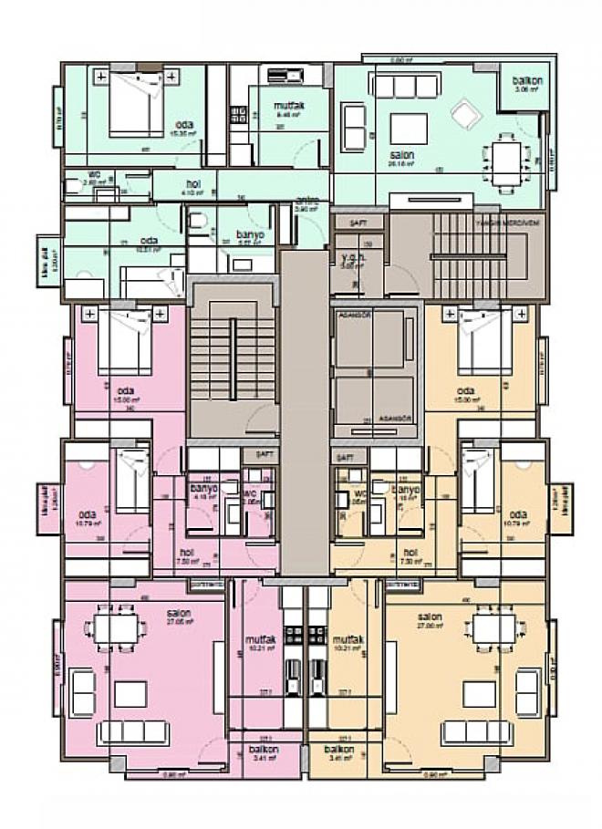 Квартира 2+1 с видом на море в Стамбуле