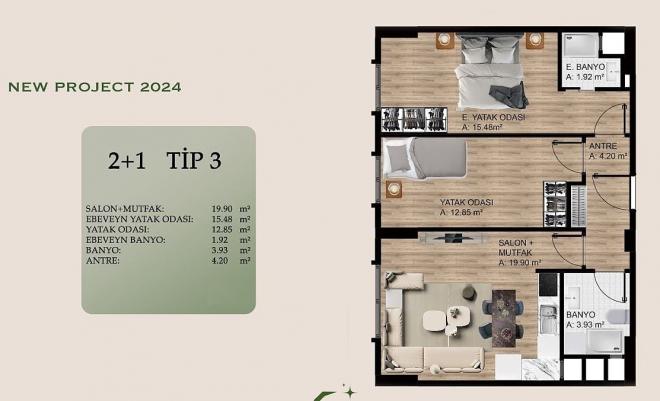 Квартира 1+1 в Стамбуле