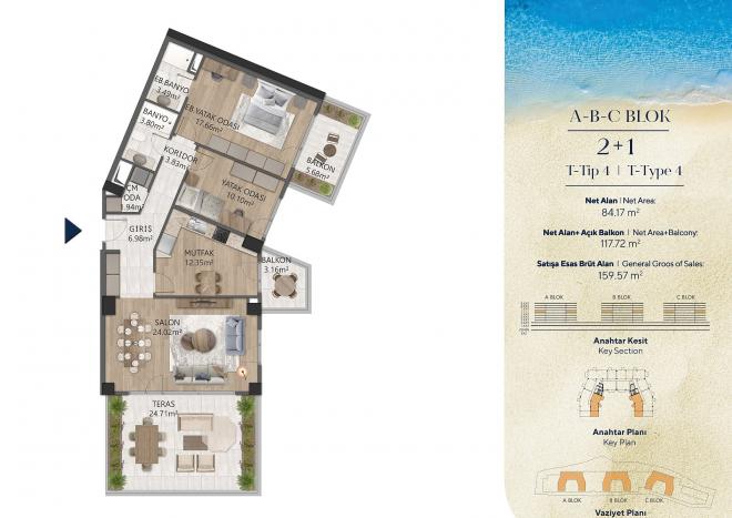 Квартира 3+1 с видом на море в Стамбуле