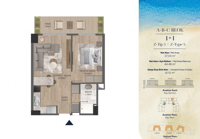 Дюплекс 4+1 с видом на море в Стамбуле