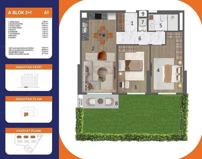 Квартира 2+1 в Стамбуле