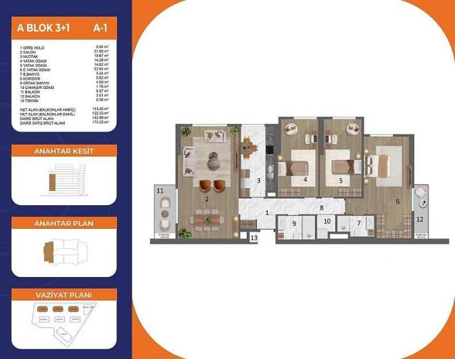 Квартира 3+1 в Стамбуле