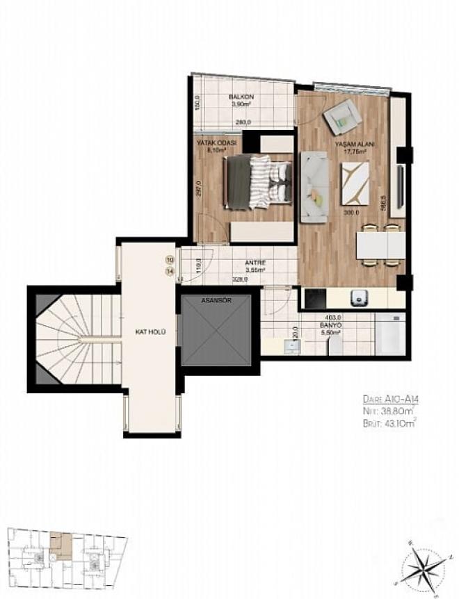 Пентхаус 2+1 в Стамбуле