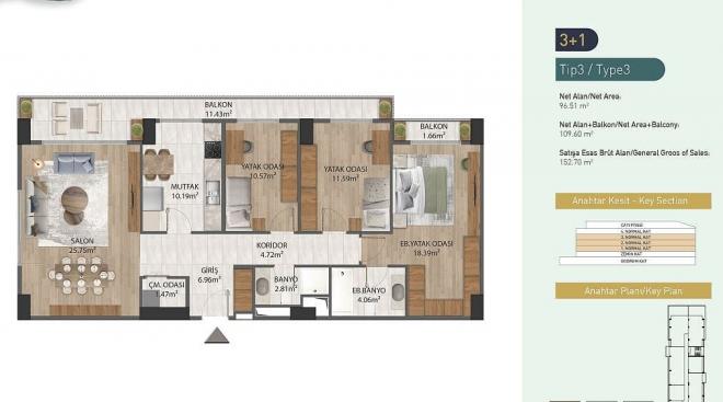 Квартира 2+1 в Стамбуле