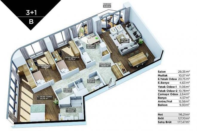 Квартира 3+1 в Стамбуле