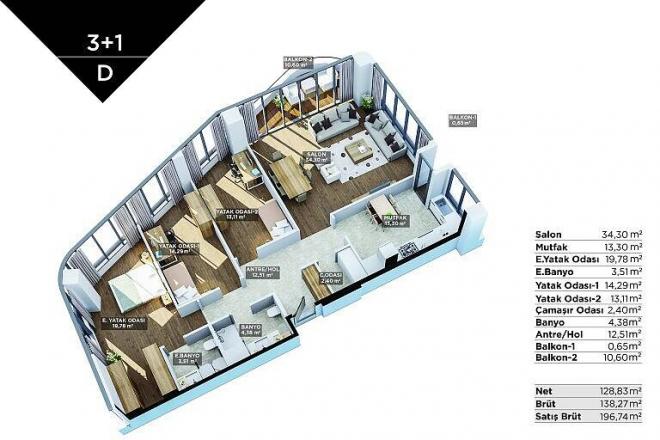 Квартира 3+1 в Стамбуле