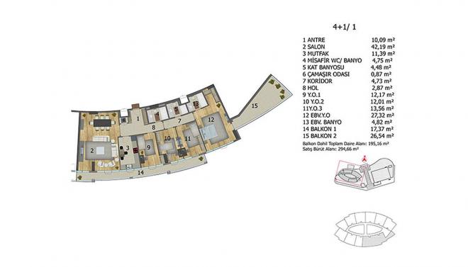 Квартира 3+1 с видом на море в Стамбуле