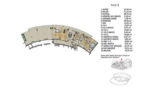 Квартира 3+1 с видом на море в Стамбуле