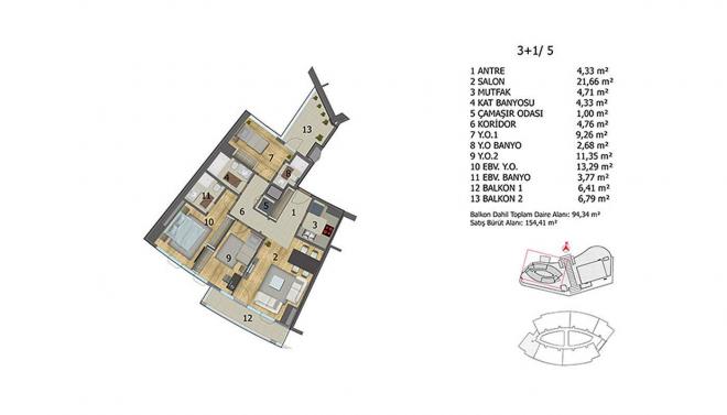Квартира 4+1 с видом на море в Стамбуле