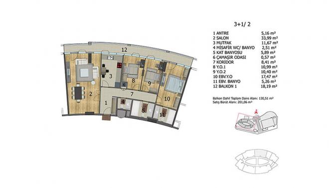 Квартира 4+1 с видом на море в Стамбуле