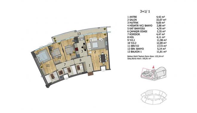 Квартира 4+1 с видом на море в Стамбуле