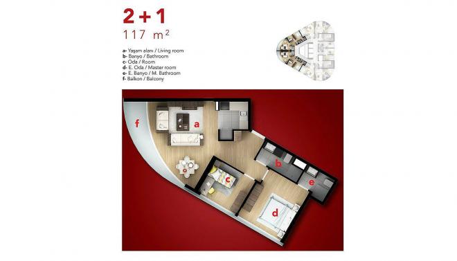 Квартира 1+1 с видом на море в Стамбуле