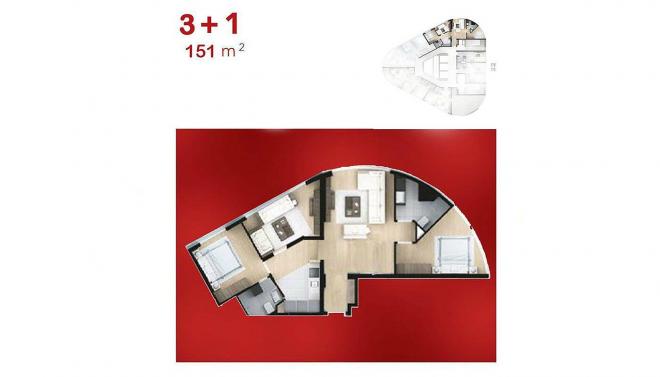 Квартира 1+1 с видом на море в Стамбуле