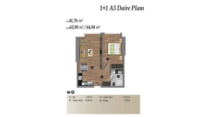 Квартира 1+1 с видом на море в Стамбуле