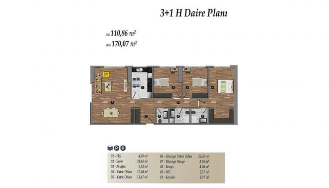 Квартира 1+1 с видом на море в Стамбуле