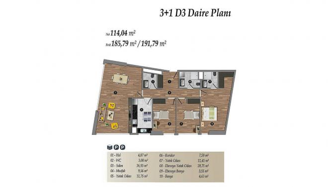 Квартира 1+1 с видом на море в Стамбуле