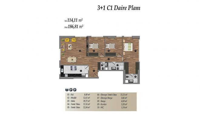 Квартира 3+1 с видом на море в Стамбуле