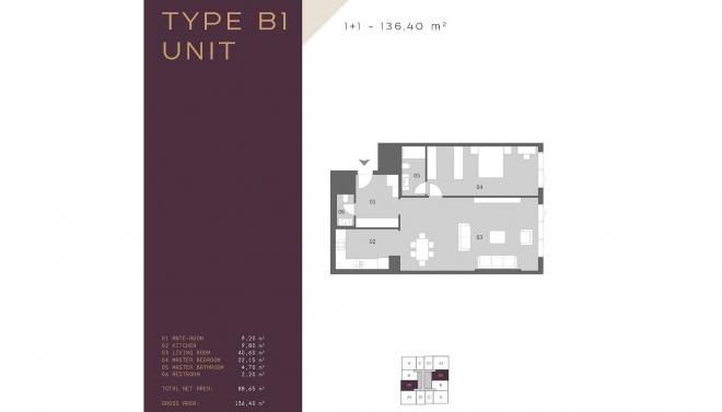 Квартира 1+1 с видом на море в Стамбуле